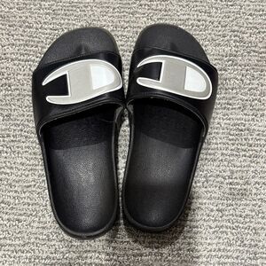 Black Slide Sandals with Logo